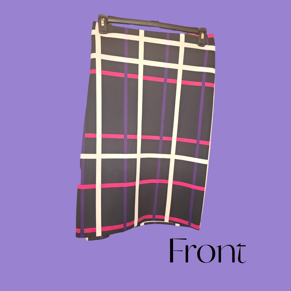 Ashley Stewart Purple,Red and Black Midi Pencil Skirt for Casual